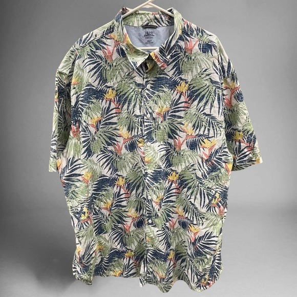 Izod Other - Big n' Tall Izod Saltwater Relaxed 3XLT Button Down Hawaiian Plants Shirt A-05